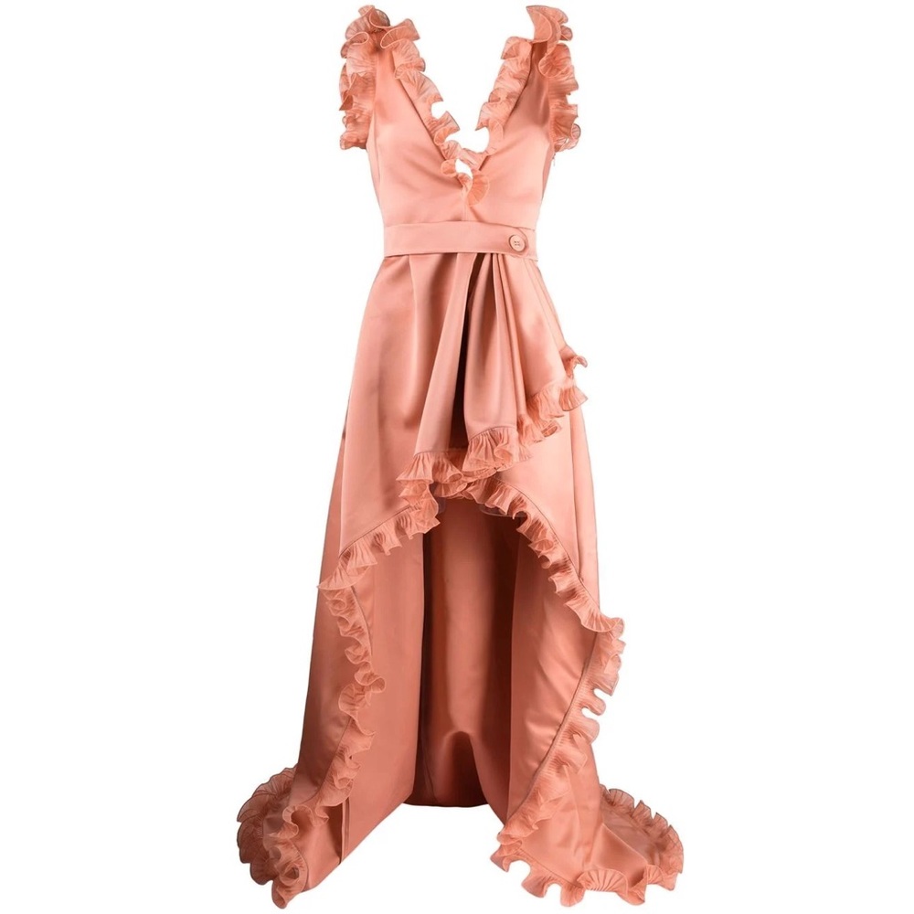 Elie Saab ruffle-trim draped satin gown